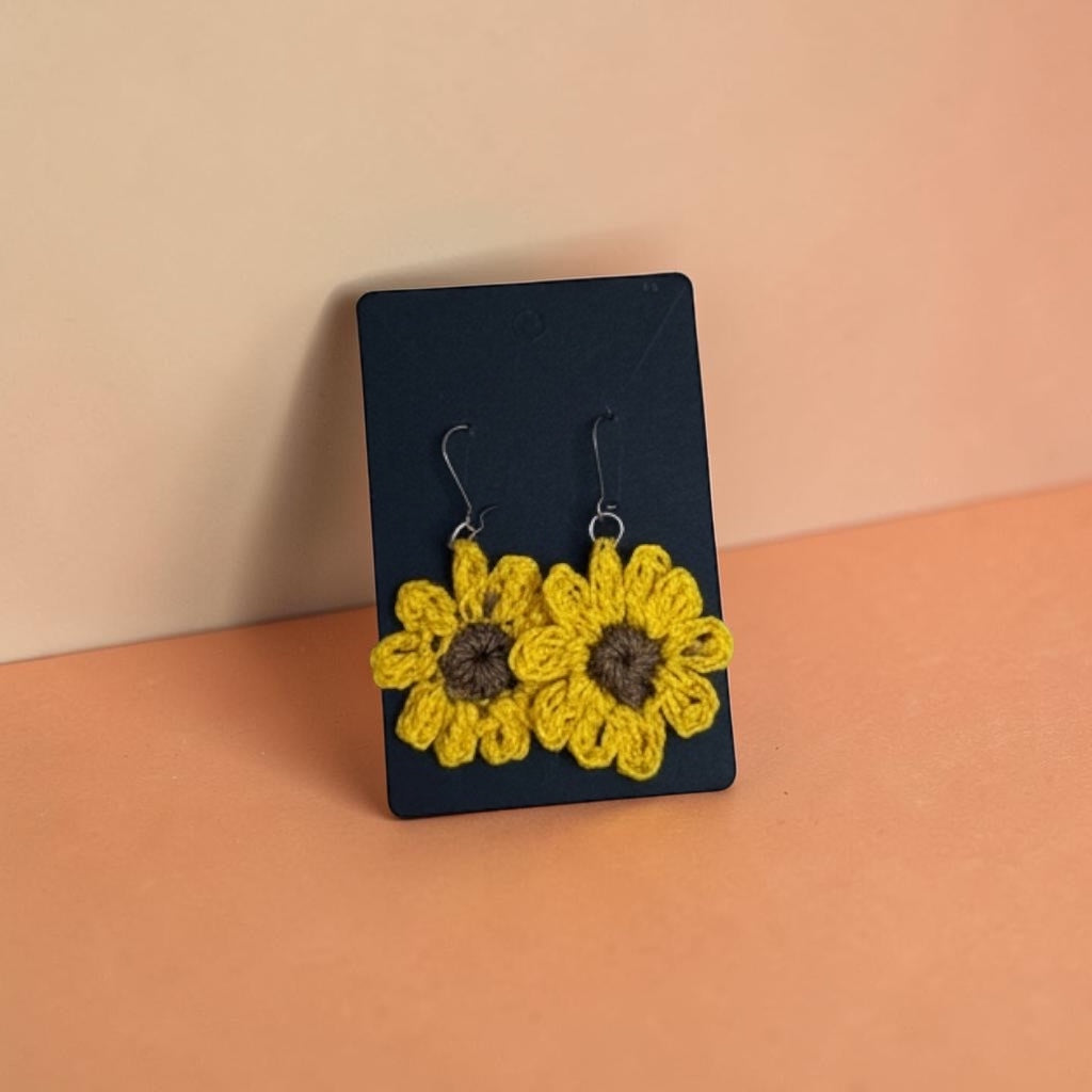 Crochet Sunflower Earrings